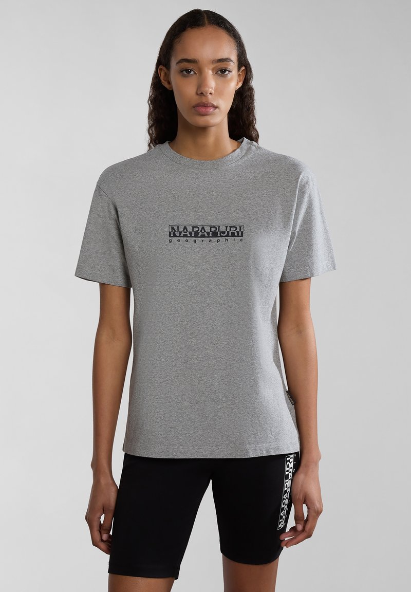 Napapijri - BOX - T-shirt med print - medium grey melange, Förstora