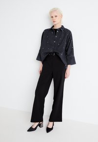ONLY ONLGRACE 3/4 RHINESTONE - Button-down blouse - washed black