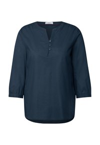 Blusa Donna Cecil Tinta Unita - Girocollo Con Bottone E Cut-out, Maniche Lunghe, Orlo Elasticizzato