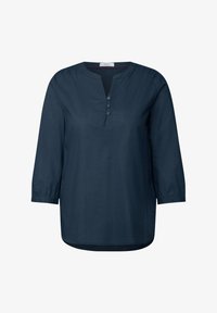 Blusa Donna Cecil Tinta Unita - Girocollo Con Bottone E Cut-out, Maniche Lunghe, Orlo Elasticizzato