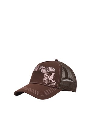 Ed Hardy, UNISEX RAW EDGE APPLIQUE 5 PANEL TRUCKER CAP - Gorra - brown