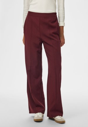 Pieces, PCBOZZY STRIPED WIDE-LEG TROUSERS - Παντελόνι - tawny port