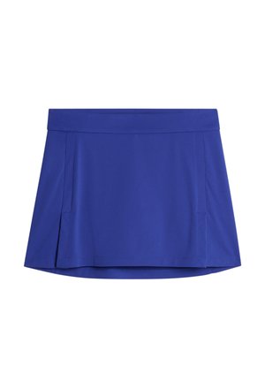 Royalblaues Skort mit flachem Bund, gefältetem Design und zwei Seitentaschen. Hergestellt aus glattem, leichtem Stoff, der sich gut für aktive Kleidung eignet.