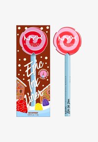 NYX Epic Ink Liner in einem mintblauen Stift, verpackt in einer braunen Schachtel mit Lebkuchenhaus-Grafiken und bunten Akzenten. Wasserfeste Formel.