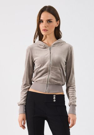 Bluză de molton cu fermoar - 18-1210 tcx driftwood