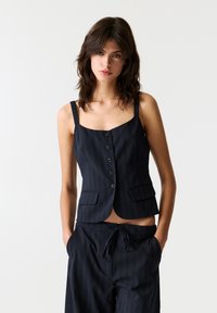 PULL&BEAR PINSTRIPE STRAPPY  - Väst - dark blue