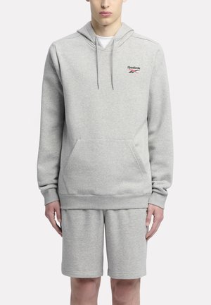 Reebok HOODED IDENTITY SMALL LOGO - Jersey con capucha - medium grey heather vector red