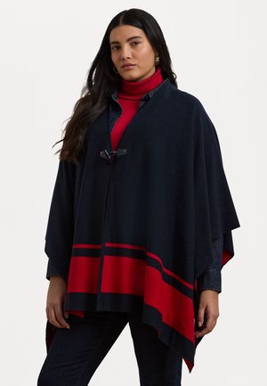 INTARSIA-KNIT TWO TONE PONCHO - Poncho - navy/festive red