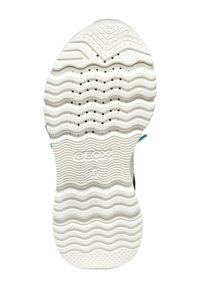 Suola in gomma bianca con un motivo ondulato; presenta fori di ventilazione e il logo GEOX. Adatta per un design di calzature traspiranti.