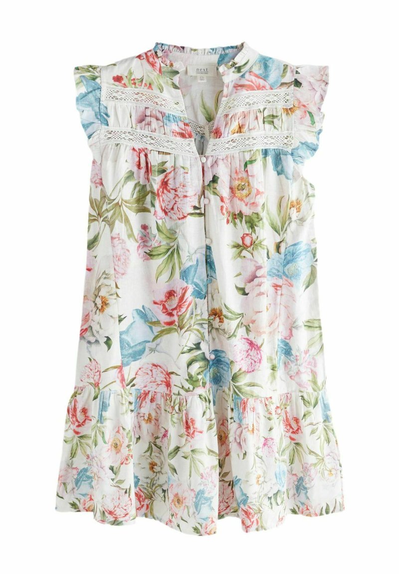 Next - FRILL DETAIL INSERT MINI - Rochie tip cămașă - cream blue and pink vintage floral print, Extindeți