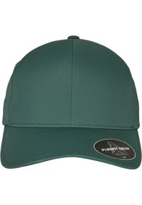 Zelena kapa s zaobljenom krunom i zakrivljenim vizorom. Napravljena je od glatkog, izdržljivog materijala. Na prednjoj strani ima Flexfit Delta logotip u obliku naljepnice.