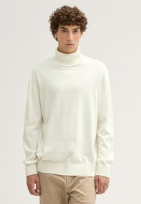 TOM TAILOR DENIM BASIC ROLLKRAGEN - Strickpullover - wool white