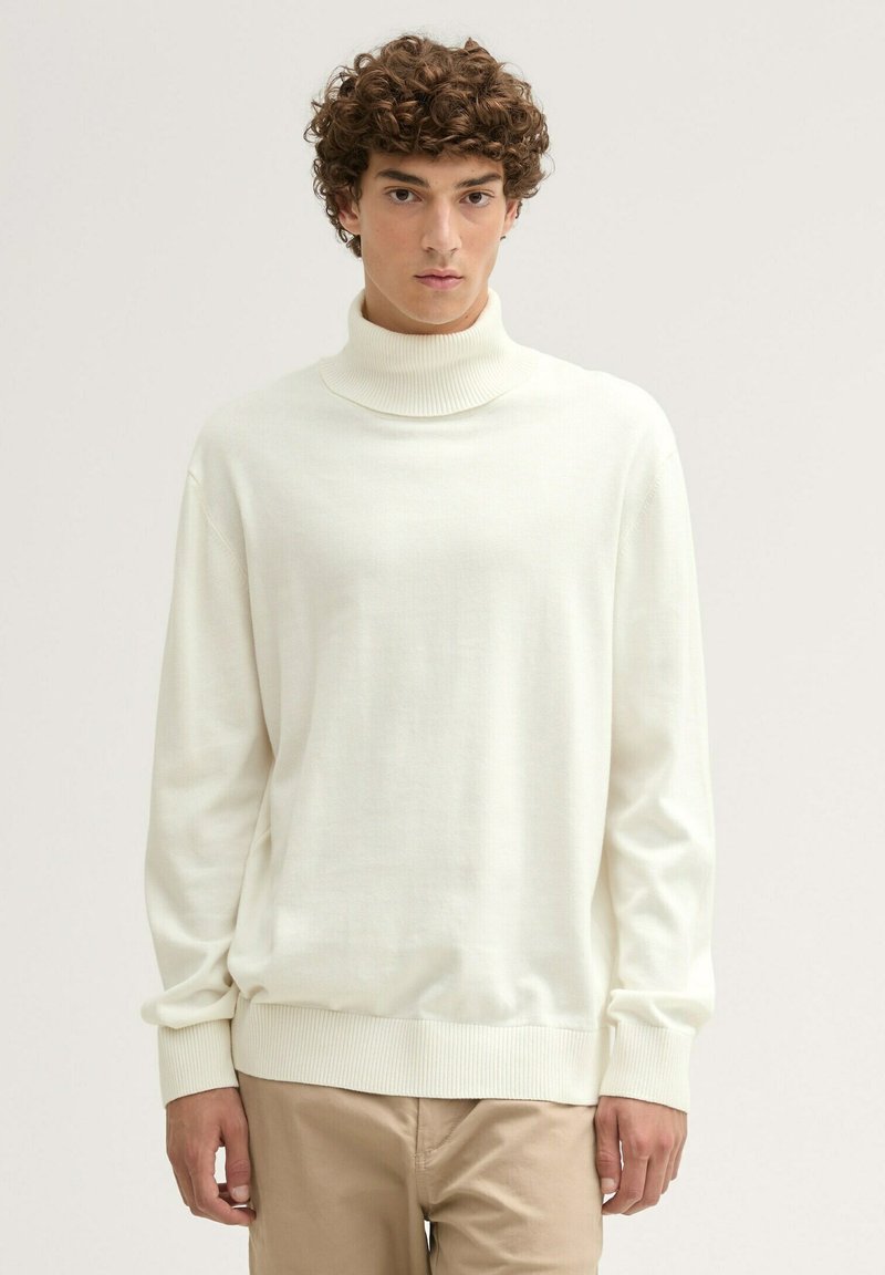 TOM TAILOR DENIM BASIC ROLLKRAGEN - Strickpullover - wool white