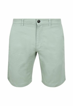 Lichtgroene gestructureerde herenshorts met knoop- en ritssluiting, riemlussen en zijzakken.