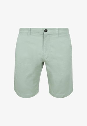 Lichtgroene gestructureerde herenshorts met knoop- en ritssluiting, riemlussen en zijzakken.