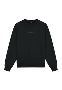 Zwarte sweatshirt van een katoenmix, met een ronde hals, lange mouwen en een klein blauw logo op de borst. Geribbelde manchetten en onderkant.