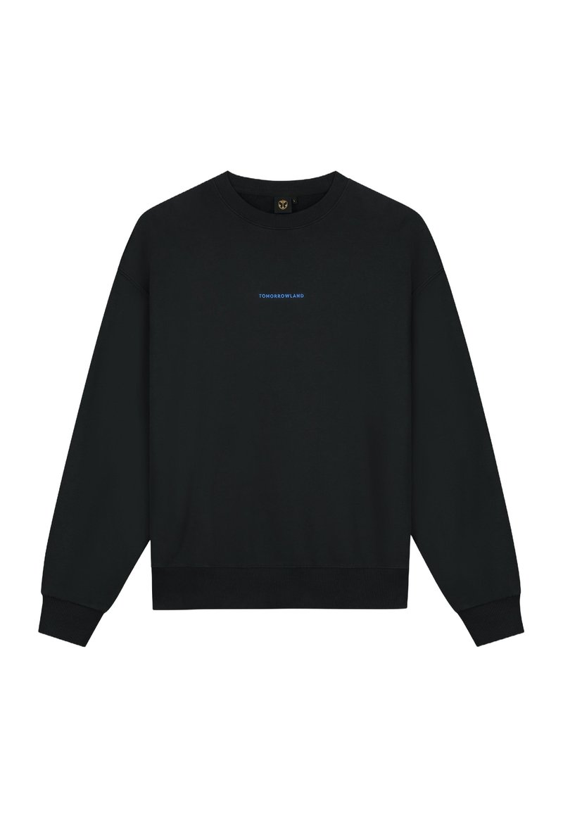 Zwarte sweatshirt van een katoenmix, met een ronde hals, lange mouwen en een klein blauw logo op de borst. Geribbelde manchetten en onderkant.