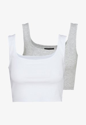 SQUARE NECK CROP 2 PACK - Top - white/light grey