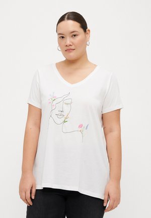 CARBONNIE LIFE V NECK TEE - T-Shirt print - cloud dancer