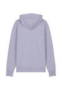 Lichtpaarse hoodie met een zachte textuur, lange mouwen en een grote achterzak. Inclusief een trekkoord capuchon voor een verstelbare pasvorm.