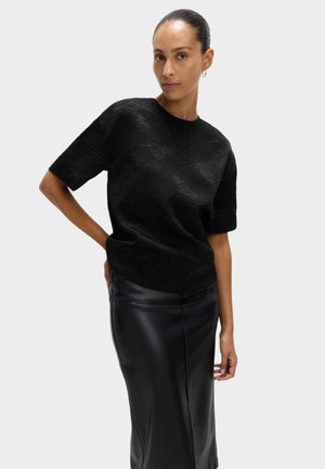 TEXTURED ROUND NECK - Camicetta - black