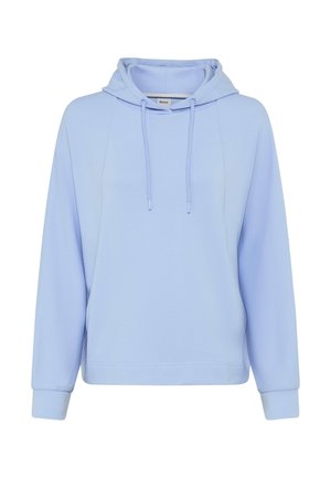 Lichtblauwe hoodie van zachte stof, met een capuchon met trekkoord, lange mouwen met boorden en een comfortabele, losse pasvorm.