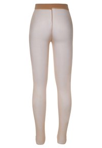 Nude-farvede leggings med en glat tekstur, tætsiddende design og høj talje. Stofferne er strækbare og tætte.
