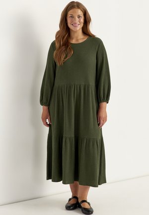 Cellbes of Sweden, JERSEY DRESS WITH RUFFLE - Jerseykjole - dark green