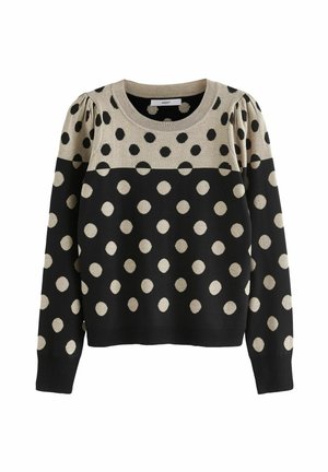 CREW NECK LONG SLEEVE PATTERN - REGULAR FIT - Pulover - black and neutral spot