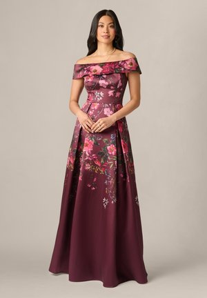 Adrianna Papell, OFF SHOULDER PRINTED GOWN - Robe de cocktail - burgundy multi