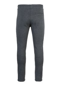 Graue Jogginghosen mit Kordelzugbund, schmalem Schnitt und einer einzelnen Gesäßtasche. Hergestellt aus weichem, strukturiertem Stoff mit schmal zulaufenden Beinen.
