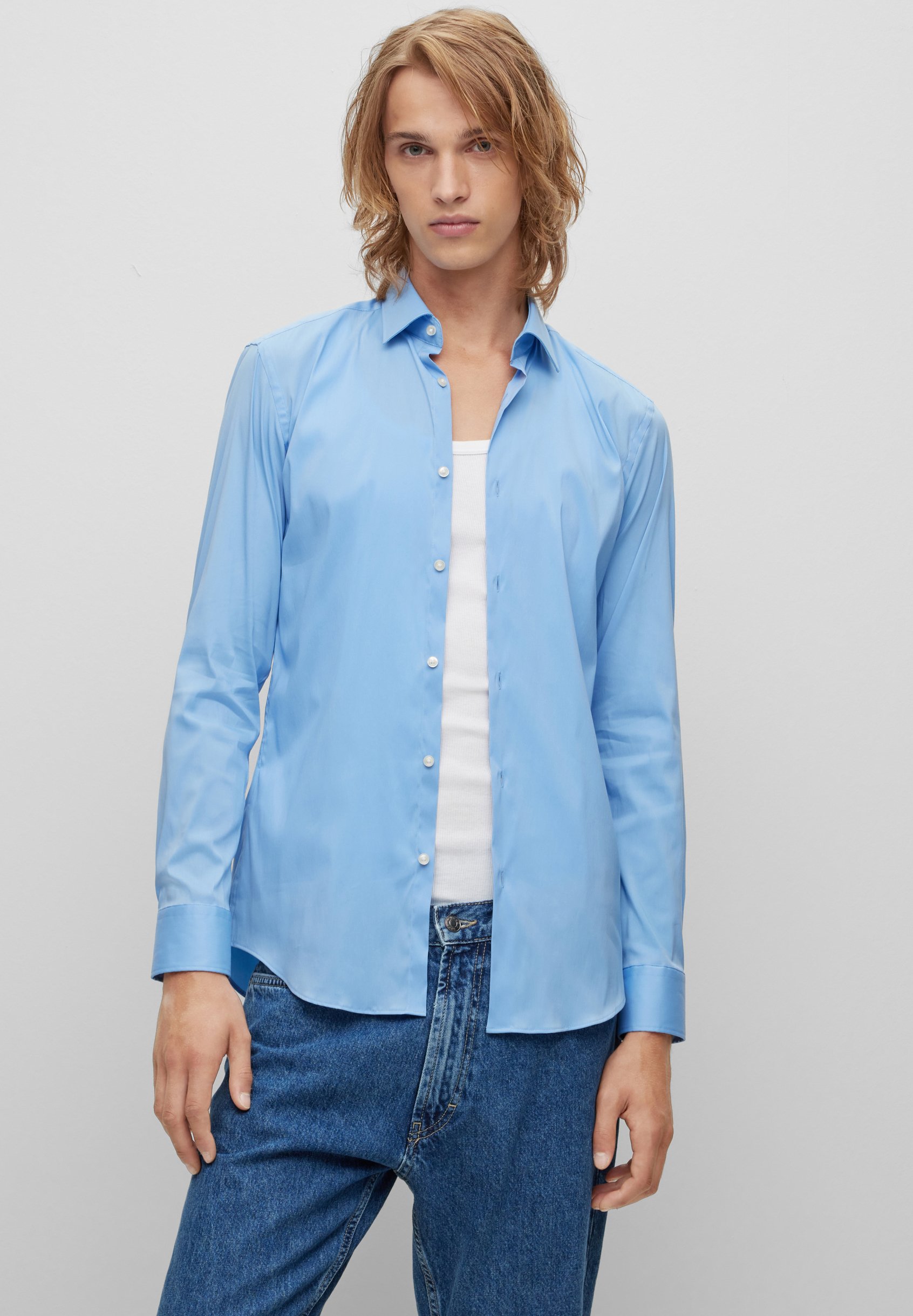 PJ PAUL JONES Camicia Estiva Uomo, Maniche Corte, Tessuto Leggero Elasticizzato Con Bottoni