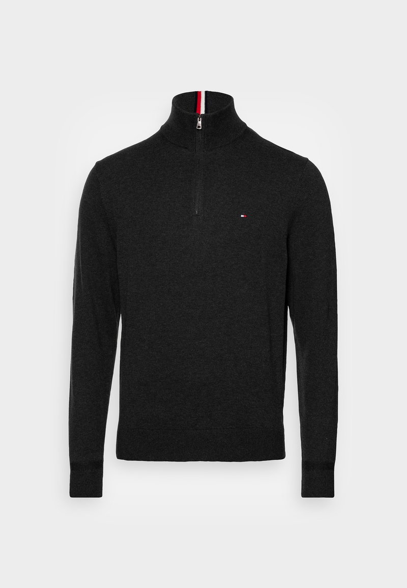 Tommy Hilfiger PIMA ZIP MOCK - Strickpullover - dark grey heather