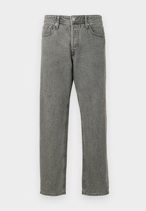 Grå denimjeans med rett snitt, fem lommer og knappelukking. Har subtil falming og sømdetaljer.