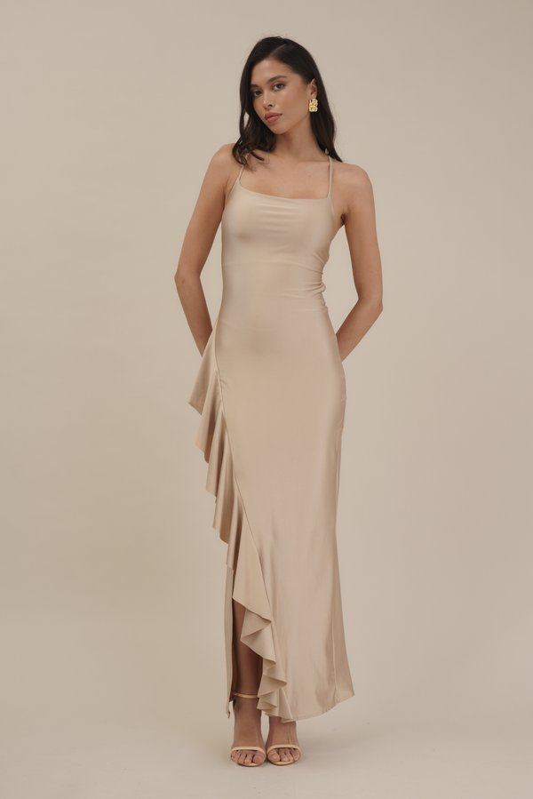 WEDDING GRACE RUFFLE MAXI - Cocktail dress / Party dress - champagne
