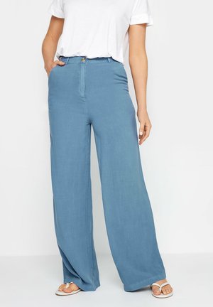 CHAMBRAY WIDE LEG - Trousers - blue