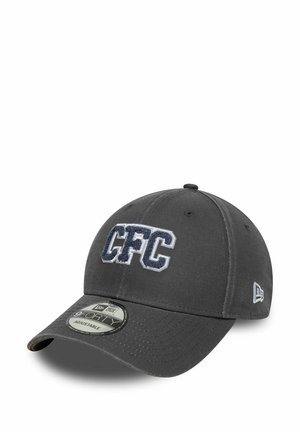 Grau verstellbare Baseballmütze mit "CFC" in Marineblau gestickt. Verfügt über einen gebogenen Schirm und eine strukturierten Stoffoberfläche.