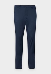 Marina chinos gjorda av en blandning av bomull, med platt front, bälteshällor och raka ben. Slät textur med minimal detaljer.