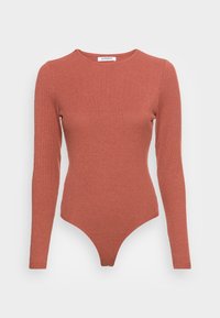 TIE BACK SKINNY FIT BODYSUIT WITH CREW NECK LONG SLEEVES - Camisola de manga comprida - rose rust
