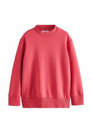 Koralfarvet sweatshirt lavet af blød bomuldsblanding, har en rund halsudskæring, nedsatte skuldre samt ribbede manchetter og kant for komfort.