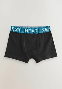 Čierne boxerky s elastickým pásom modro-bielo pruhovaným s nápisom "NEXT". Vyrobené z hladkej, elastickej tkaniny.