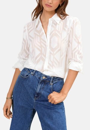 Lipsy, REGULAR FIT - GEO BURNOUT LONG SLEEVE SHIRT - Button-down blouse - white