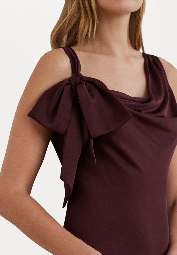 BOW-TRIM CHARMEUSE COWLNECK GOWN - Occasion wear - pinot noir4
