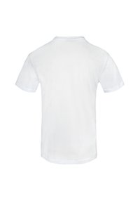 Camiseta de manga corta blanca, diseño de cuello redondo, confeccionada en algodón suave, con costuras limpias y una textura suave; sin patrones ni gráficos.