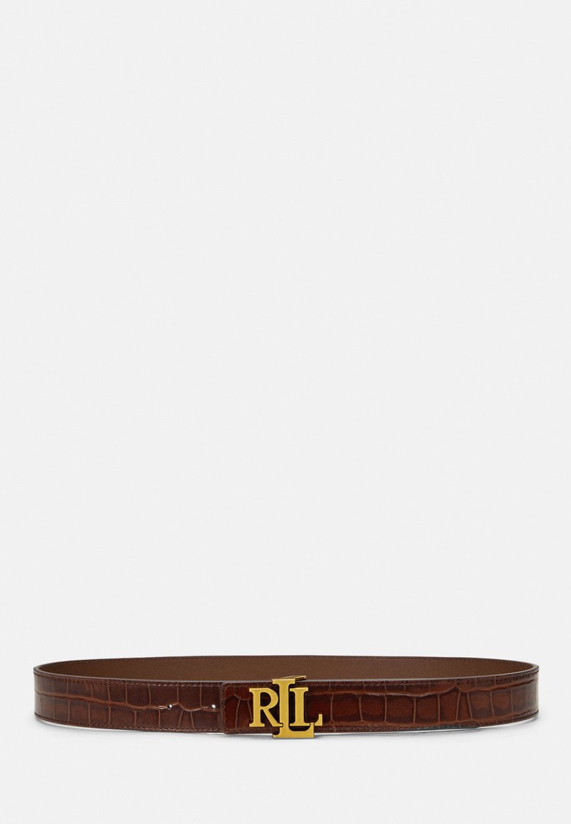 Lauren Ralph Lauren LOGO REVERSIBLE CROCODILE EMBOSSED BELT - Gürtel - dark mahogany