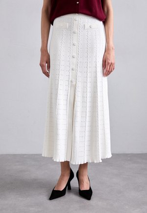 JUPE MIDI POINT FANTAISIE - Falda acampanada - ecru