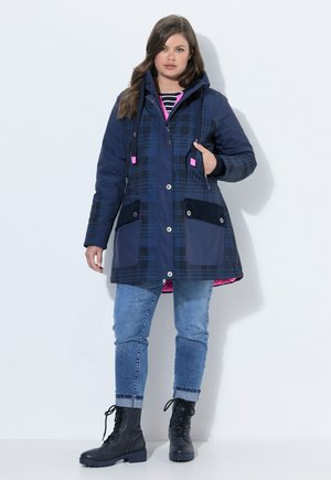 LAURASØN, PLAID TRIPLE FUNCTION CORDUROY DETAIL COAT - Parka - navy blue