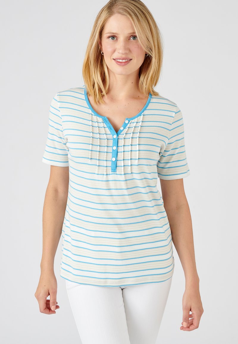 Damart COL TUNISIEN - Camiseta estampada - rayé bleu