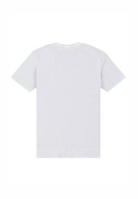Hvid bomulds t-shirt, korte ærmer, klassisk crew neck design, glat struktur, ingen synlige mønstre eller logoer, bagfra vist.