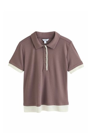 Next, REGULAR FIT - RIBBED LAYERED POLO TOP - Polosärk - chocolate brown